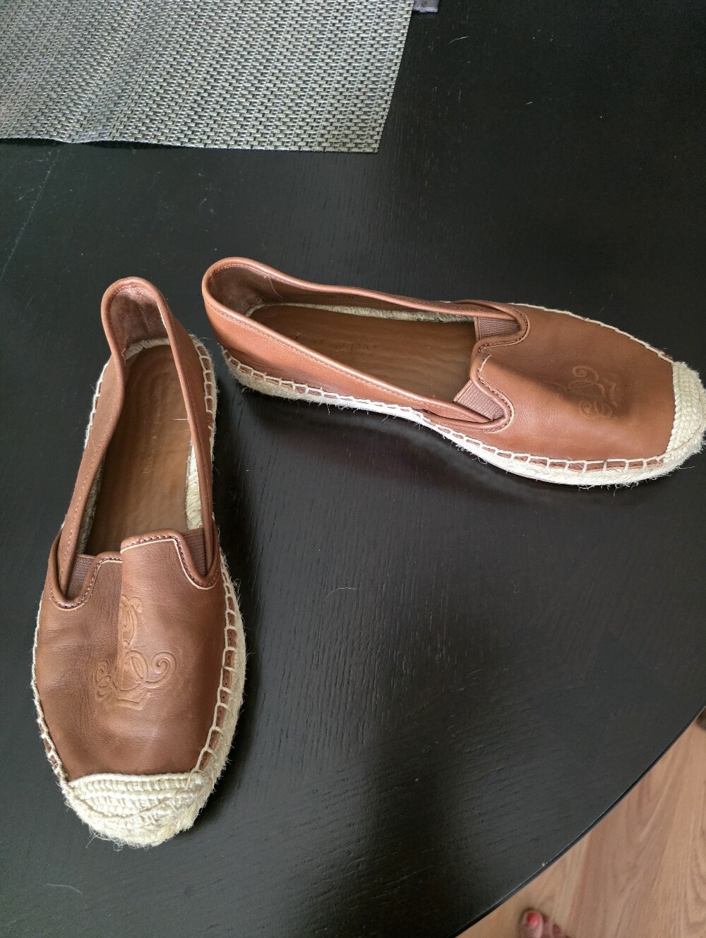 Lauren Ralph Lauren Tan Leather Espadrille Slip-On